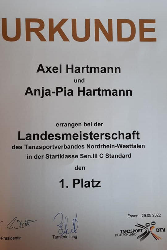 Urkunde, Landesmeister in NRW